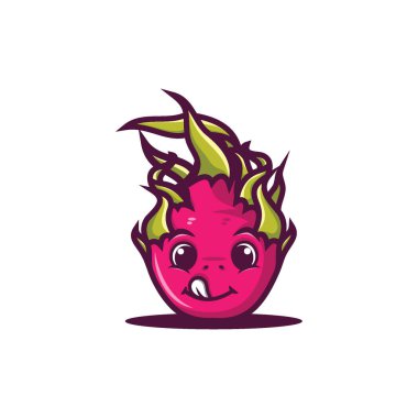 Şirin Ejderha Meyve Karakteri: Oyuncu, Canlı ve Lezzetli Vektör İllüzyonu