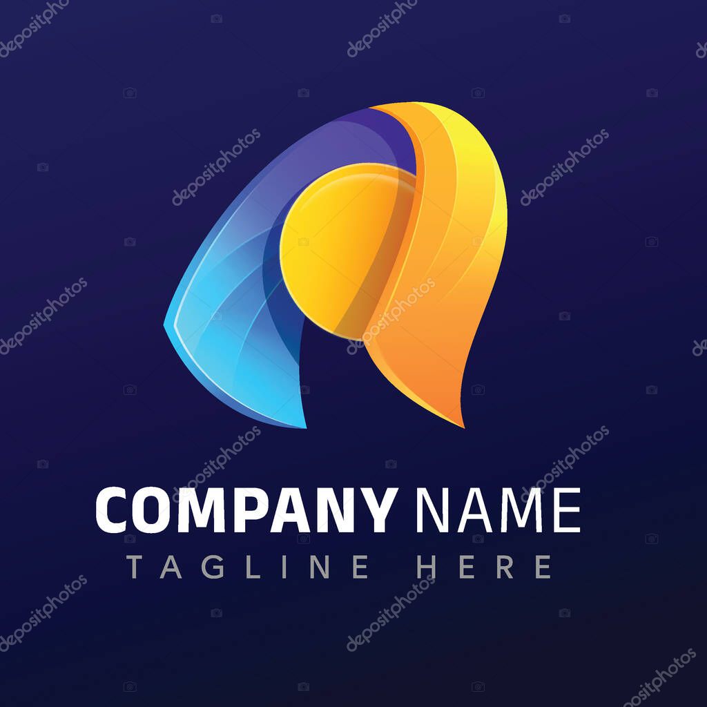 Abstract Blue and Orange Letter A Logo Design: Modern, Gradient, Dynamic Branding