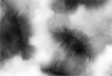 Arkaplan dokuları ve web pankartı tasarımları için siyah suluboya arkaplan. Gri bulutlar, gri noktalar