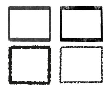 El çizimi vektör kareleri, siyah çizgiler, grunge. Grunge tarzında çerçeve kümesi. boya dokusu