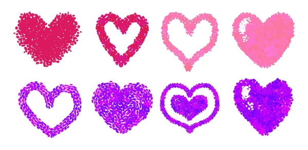 Σετ Χρωματιστές Καρδιές Ζωγραφισμένες Στο Χέρι Συλλογή Διανυσματικών Καρδιών — Διανυσματικό Αρχείο
