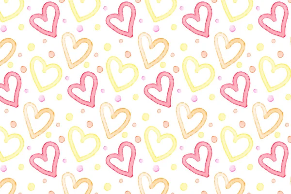 Απρόσκοπτη Μοτίβο Των Καρδιών Ακουαρέλας Ροζ Υδατογραφία Μοτίβο Της Καρδιάς — Διανυσματικό Αρχείο