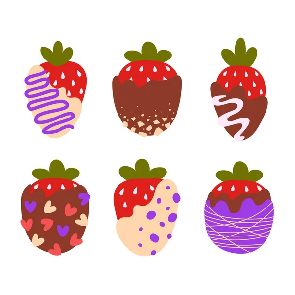 甜甜的草莓巧克力作为情人节的载体 卡通手绘插图 — 图库矢量图片