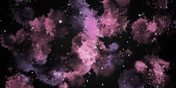 Abstract Dark Background Watercolor Splashes Drops Pink Purple Tones — Stock Vector