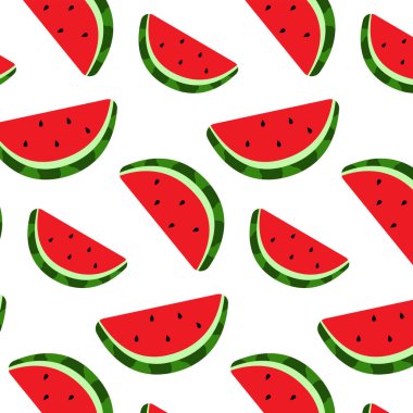 Karpuz dilimi deseni. Tatlı yaz şablonu. Karpuz Vektörü Arkaplanı
