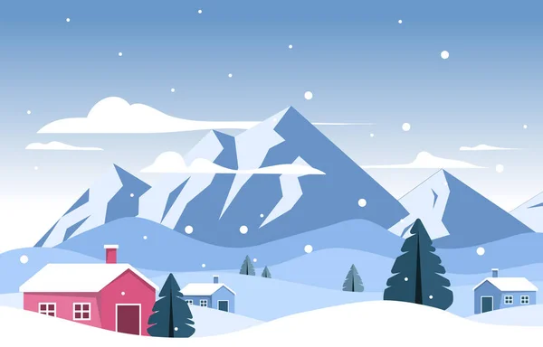 Чудовий Сільський Будинок Гірський Зимовий Сніговий Ландшафт — стоковий вектор