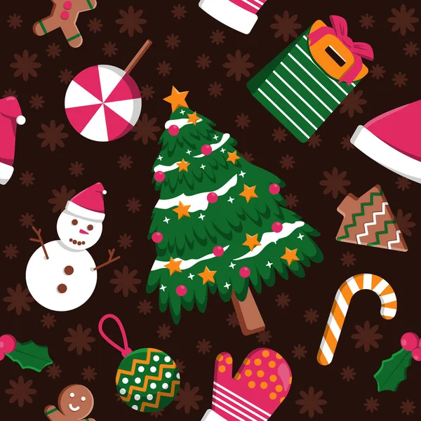 Stagione Invernale Dicembre Buon Natale Vacanze Senza Soluzione Continuità Pattern — Vettoriale Stock