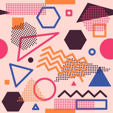 Geometrik Memphis Çizgileri Arkaplan Noktaları Kusursuz Desenli Duvar Kağıdı