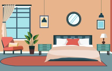 Yatak Odası İç Tasarımı ile Yatak Mobilyaları ve Penceresi Evde