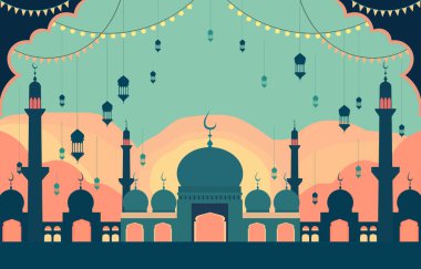 Öğleden Sonra Cami ve Fener İslami Kurban Bayramı Kartı
