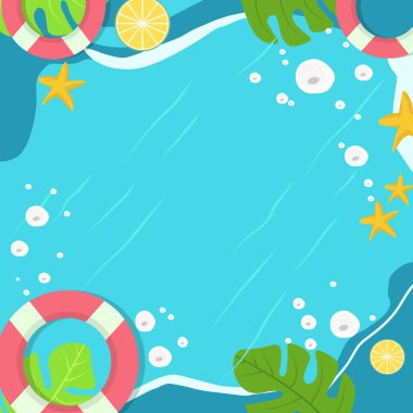 Yüzme Havuzu Arkaplanında Kopya Boşluğu ile Yaz Tatili Üst Görünümü