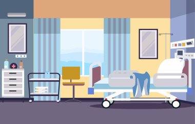 Yatak ve Sağlık Tıbbi Malzemeleri ile Renkli Hastane Yatak Odası