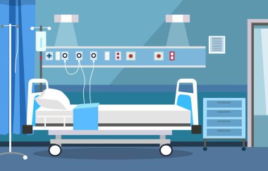 Yatak ve Sağlık Tıbbi Malzemeleri ile Hastane Yatak Odası 'nın İç Manzarası