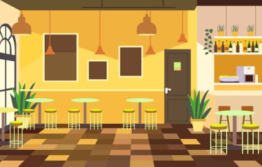 Müşteri Yemek Masası ile Kafe Restoranında Modern İç Manzaranın Görünümü