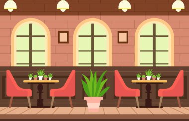 Modern İç Tasarımlı Kafe Restoranında Müşteri Yemeği Masası