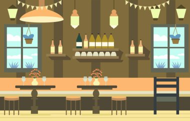 Modern İç Tasarımlı Kafe Restoranında Müşteri Yemeği Masası