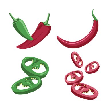 Kırmızı Yeşil Acılı Acılı Biber Sebzesinin Vektör Tasarımı
