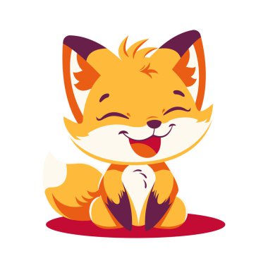 Şirin Bebek Tilki Çizgi Film Karakteri Mutlu İfadeyle Oturuyor