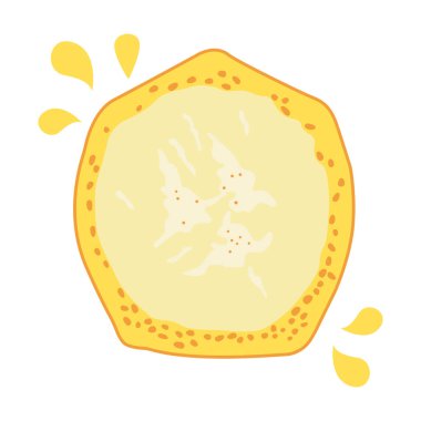 Dilimlenmiş Taze Limon Turuncu Meyve Sağlıklı Beslenme Vektörü İllüstrasyonu