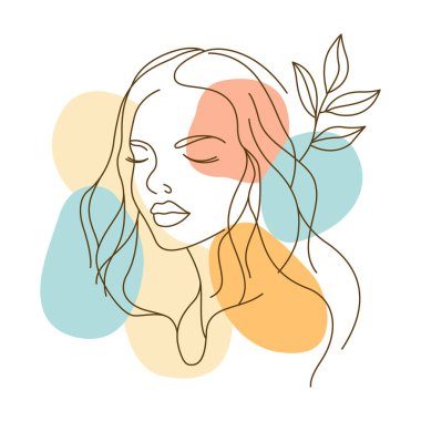 Doğa Botanik Yaprakları ile Güzel Kız Doğal Güzellik Bakımı için Doğal Sanatta Taze Bitki