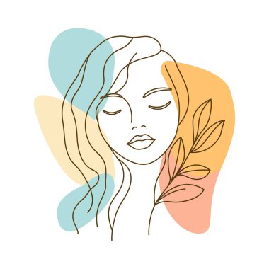 Doğa Botanik Yaprakları ile Güzel Kız Doğal Güzellik Bakımı için Doğal Sanatta Taze Bitki