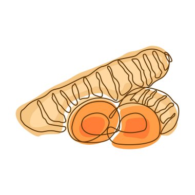 Safranlı Baharat Yapılandırması Çizgi Sanatı Biçiminde Aromatik Bitki