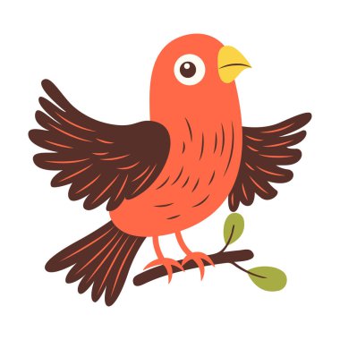 Şirin Şahin Şahin Kuş Karikatür Karakteri Ağaç Dalında Kanat çırpan Kanatlar