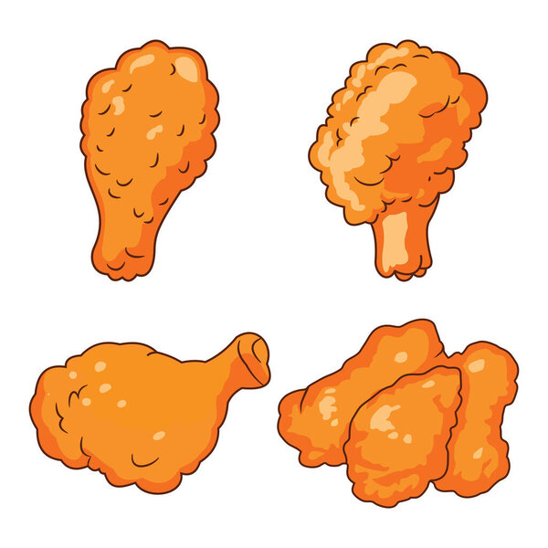 Crunchy Crispy Fried Chicken Fast Junk Food Vector Illustration