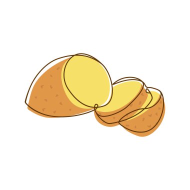 Sağlıklı Gıda Patates Bileşeni Sebze Dilimleri Çizgi Sanat Tasarımı