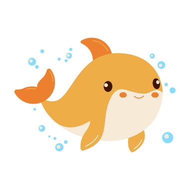 Sevimli Yunus Çizgi Filmi Karakteri Mutlu İfadeyle Denizde Yüzüyor