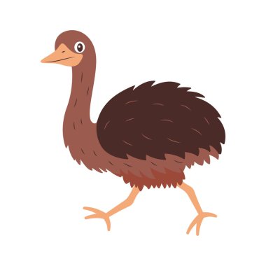 Şirin Devekuşu Büyük Kuş Vahşi Yaşam Hayvan Karakteri Hızla Koşuyor