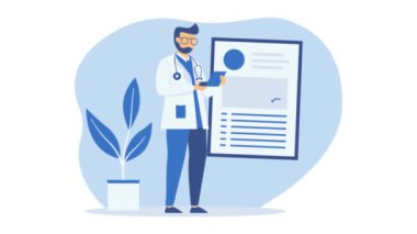 Erkek Doktorun Görüntüsü Kalp Atışı Verisini Ekranda Bilgiyle Analiz Ediyor