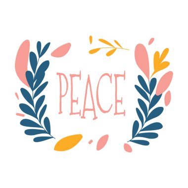 Romantik Çiçek Çelenk Yaprakları Çerçeve Çemberinde Barış