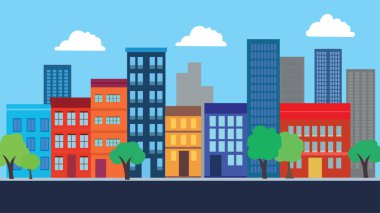 Gökdelenleri olan Highway Caddesi Parlak Gün 'de Şehir Binası Manzarası