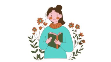 İnek Kız Çiçek Çiçekli Kitap Okuyor