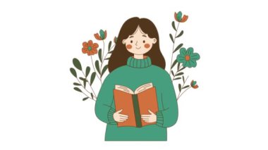 İnek Kız Çiçek Çiçekli Kitap Okuyor