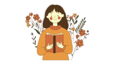 İnek Kız Çiçek Çiçekli Kitap Okuyor