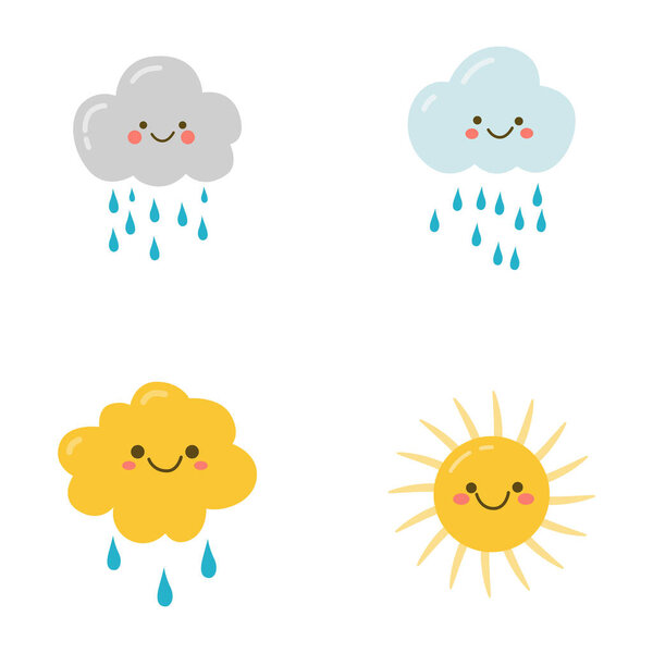 Набор симпатичных персонажей мультфильма "Солнце в небе"