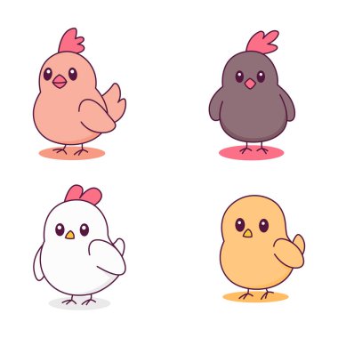 Basit Sevimli Tavuk Tavuk Tavuk Tavuğu Hayvan Çizgi Filmi Karakteri