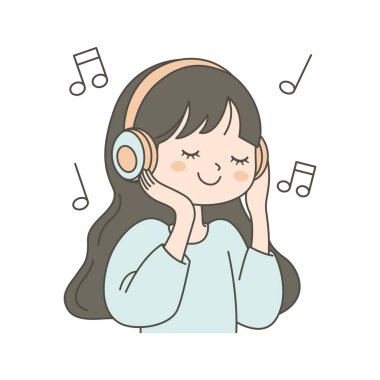 Şirin Kız Çizgi Film Karakteri Kulaklıklı Müzik Dinliyor