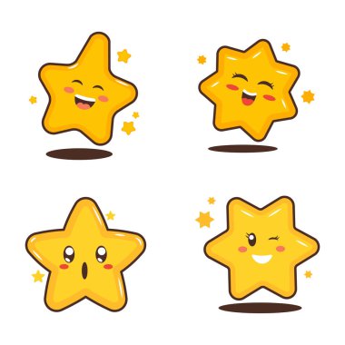 Mutlu İfadeli Sevimli Parıldayan Küçük Yıldız Karakteri Koleksiyonu