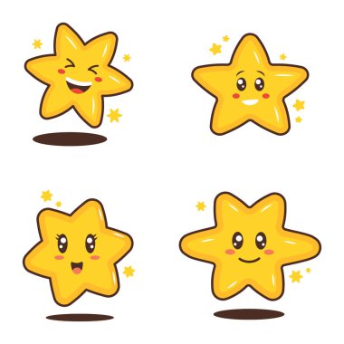 Mutlu İfadeli Sevimli Parıldayan Küçük Yıldız Karakteri Koleksiyonu