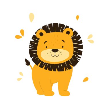 Tapılası Aslan Leo Hayvan Çizgi Filmi Karakteri Mutlu İfadesiyle Orman Kralı