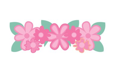 Güzel Pembe Kız Çiçekli Doğal Yapraklı Taç