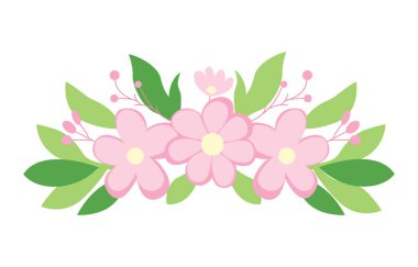 Güzel Pembe Kız Çiçekli Doğal Yapraklı Taç