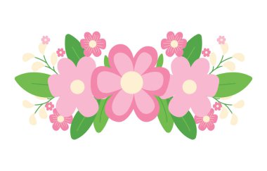 Güzel Pembe Kız Çiçekli Doğal Yapraklı Taç