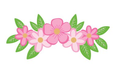 Güzel Pembe Kız Çiçekli Doğal Yapraklı Taç