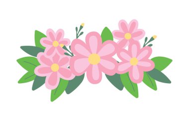 Güzel Pembe Kız Çiçekli Doğal Yapraklı Taç