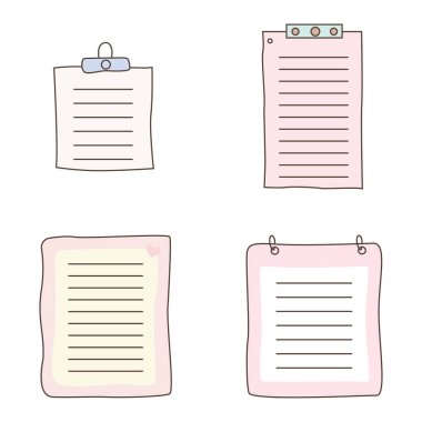 Şirin Pastel Boş Satır Kağıt Sayfası Vektör Koleksiyonu