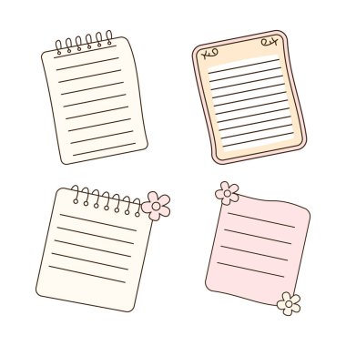Şirin Pastel Boş Satır Kağıt Sayfası Vektör Koleksiyonu